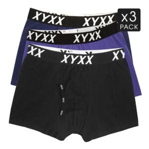 3 Colour Pack XYXX Underwear Mens Cotton Boxer Briefs Trunks S M L XL XXL - Black Purple Navy