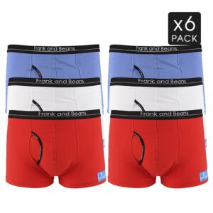 6 Mix Colour Pack Frank and Beans Underwear Mens Cotton Boxer Briefs S M L XL XXL Trunks - Flags