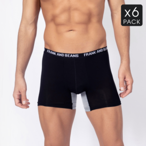 6 Bamboo Boxer Briefs Black Grey Mens Trunks Underwear front