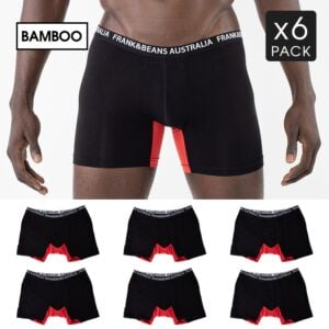 Bamboo Boxer Briefs Trunks Black/Red  6 pack 