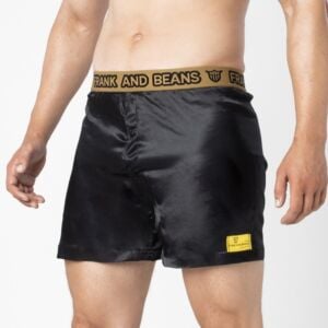 6 Pack Satin Black Gold Boxer Shorts