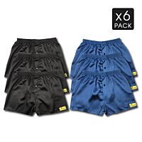 6 Mix Colour Pack Underwear Mens Satin Boxer Shorts - Black & Navy