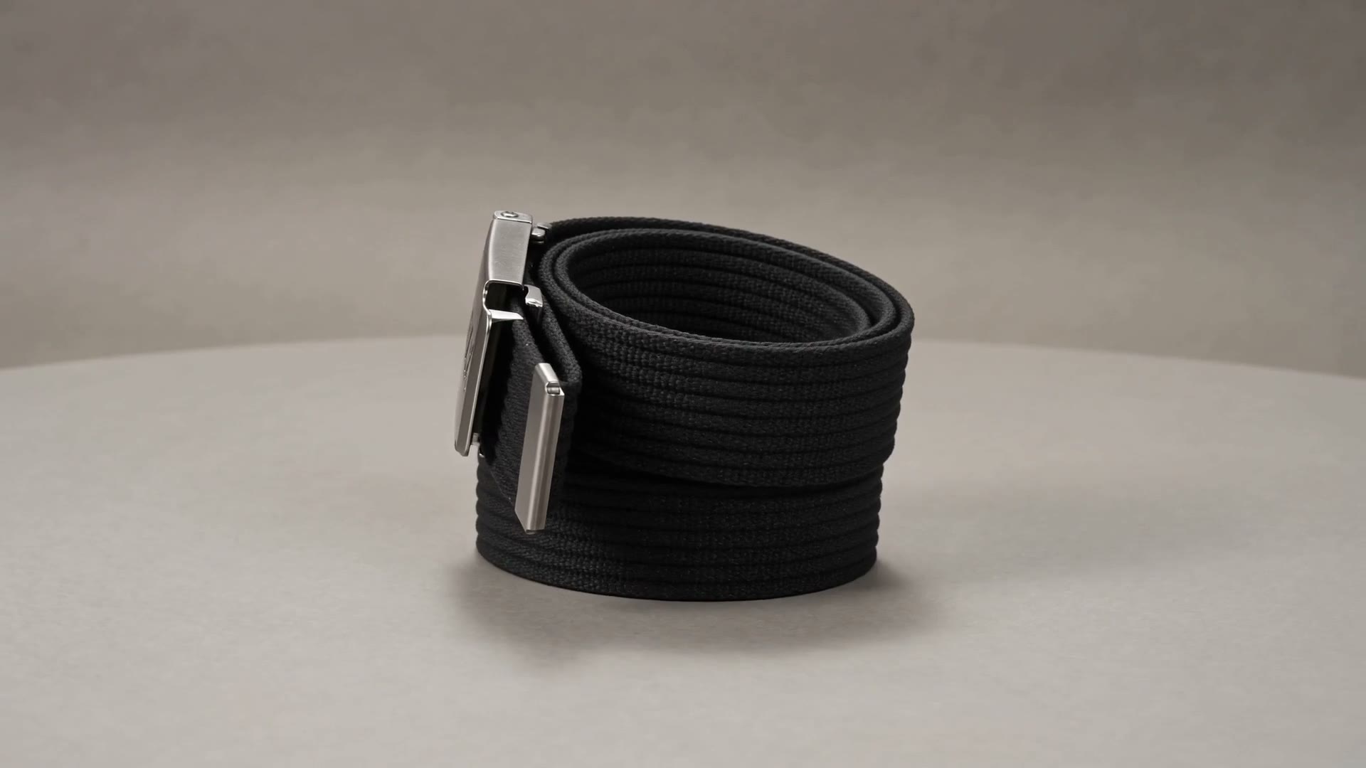 Men's black canvas belt — product video