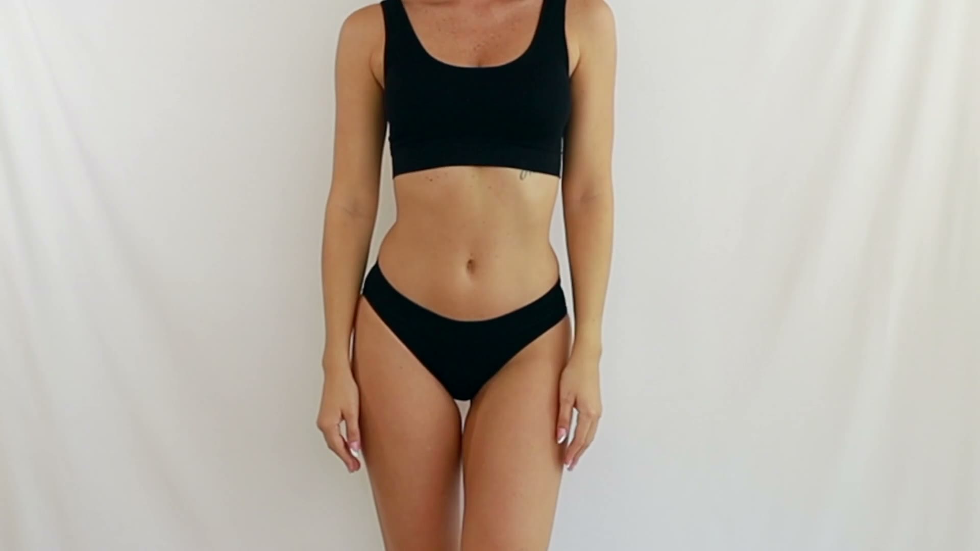 Women's black seamless ribbed bikini — product video